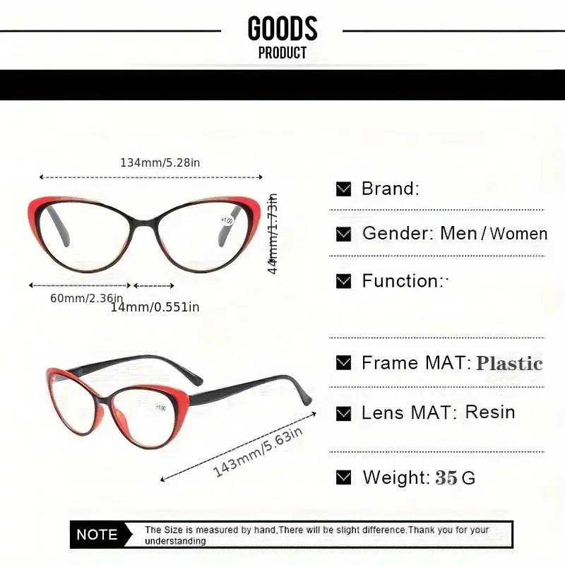 3-Pack Vintage Style Cat Eye Reading Glasses - Full Rim, Non-Prescription Clear Lens, AC Lens & Polycarbonate Frame