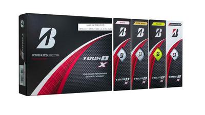 BRIDGESTONE TOUR B X Golf Balls 2024 Pack 3 Pearl 3 3 B4MXJ Model, 12-Ball Multi-Color (3 White, White, Yellow, Corporate)