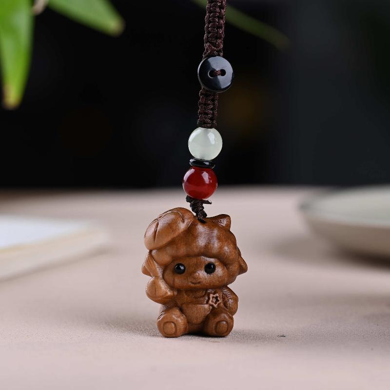 Cute Sheep Goat Shape Charm Diy Making Accessories Jewelry Findings Keychain Components Wood Car Keyring Sandalwood Keychains