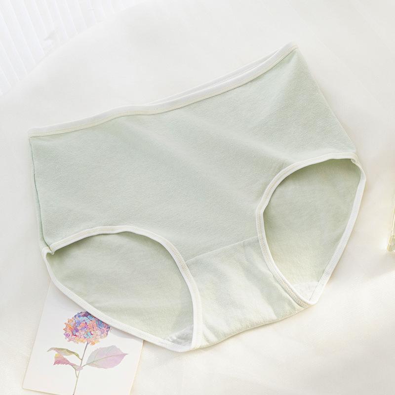 Women's Cotton High Waisted Underwear Macaron Color Series Simple Solid Color Comfortable Soft Mid High Waisted Triangle Waistband