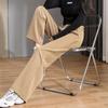 High-Waist Women's Wide-Leg Straight Pants - Spring/Autumn, Slimming, Extra Long Drape