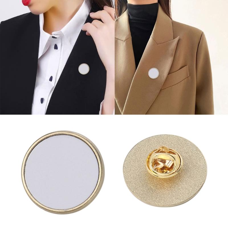 Thermal Transfer Gold Round Metal Brooch Children Day Gift Sublimation Brooch Badge Funny Backpack Accessories