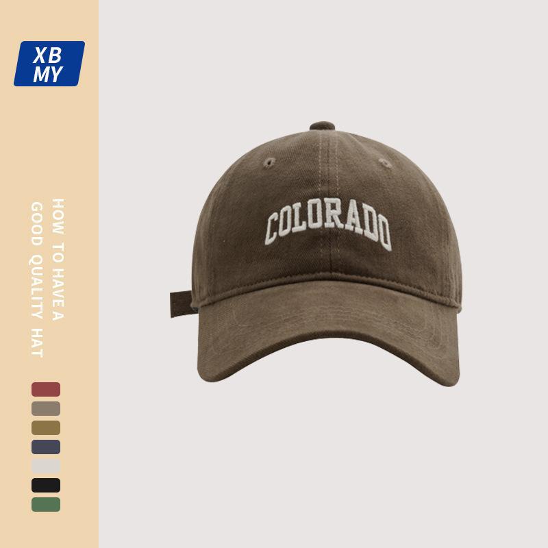 Baseball cap female spring and summer deep-topped wide-brimmed big-headed cap couple Joker tide show face small sun visor.