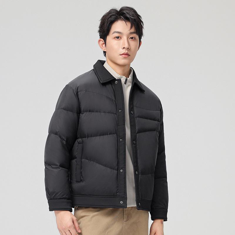 

Men s 2025 Down Jacket: Short Stand Collar, Double Zipper, Warm Outdoor Sportswear XL