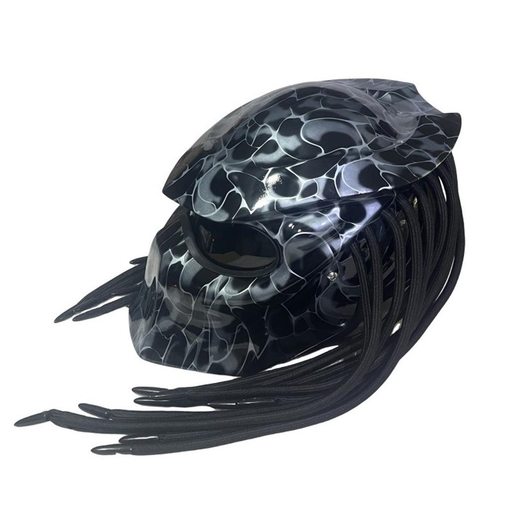 HOT Predator Personality Motorcycle Full Face Helmet Cosplay Male Warrior Motorcycle Accessories Helmet Retro Braid Abs Capacete