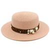Hot Sale Straw Top Hat Fashion Pearl Accessories Panama Shade Straw Hat Women's Summer Big Eaves Beach Hat