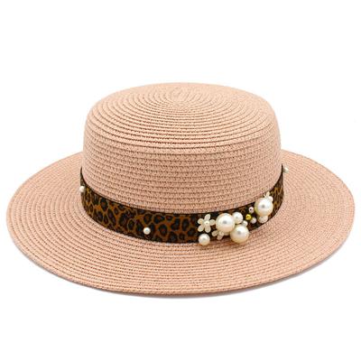 Hot Sale Straw Top Hat Fashion Pearl Accessories Panama Shade Straw Hat Women's Summer Big Eaves Beach Hat
