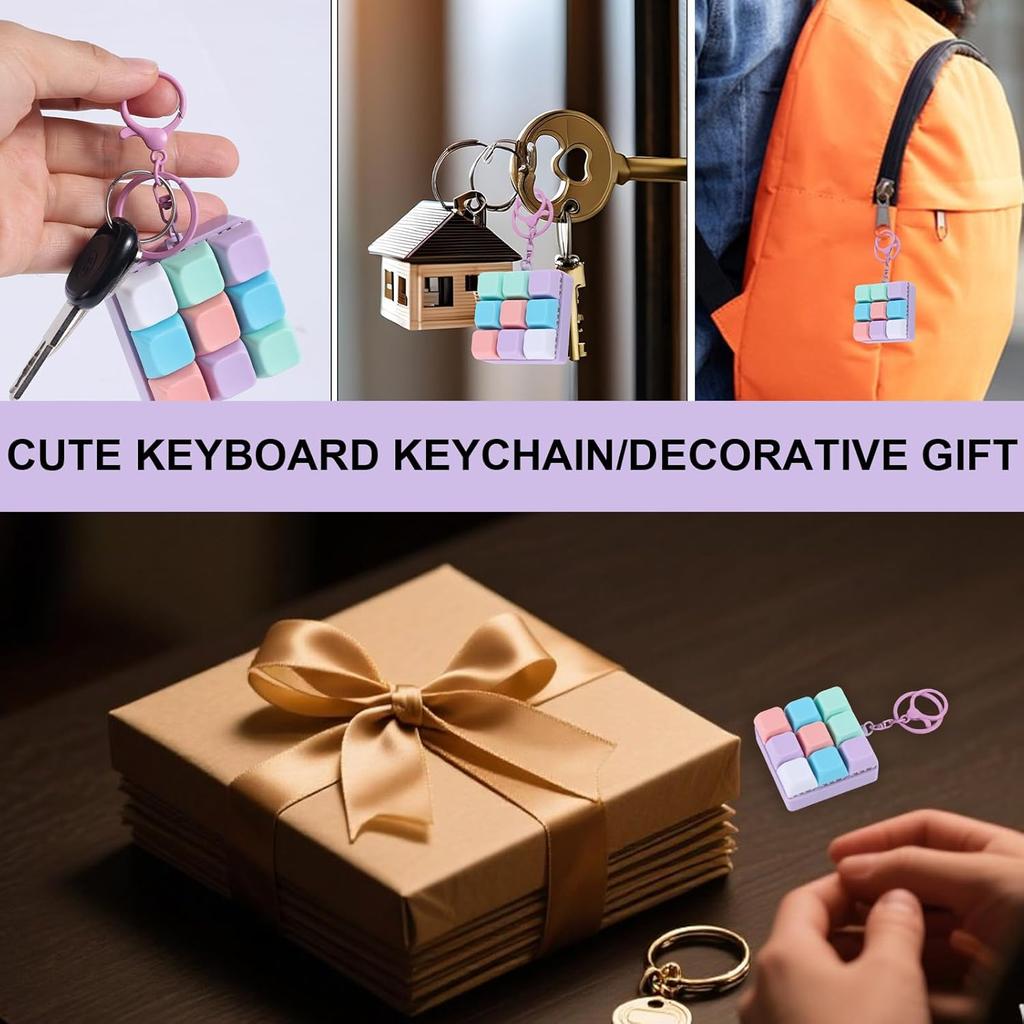 Keyboard Fidget Toy, Fidget Clicker Keyboard Fidget Keychain, Button Fidget Gifts for Adults to Relieve Stress and Pass Time