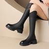 Fashion Autumn Winter Fleece-Lined Leather Round Toe Platform Ladies Knee High Shaft Shoes Fashion 2025 Cosplay Work Women's Long Boots