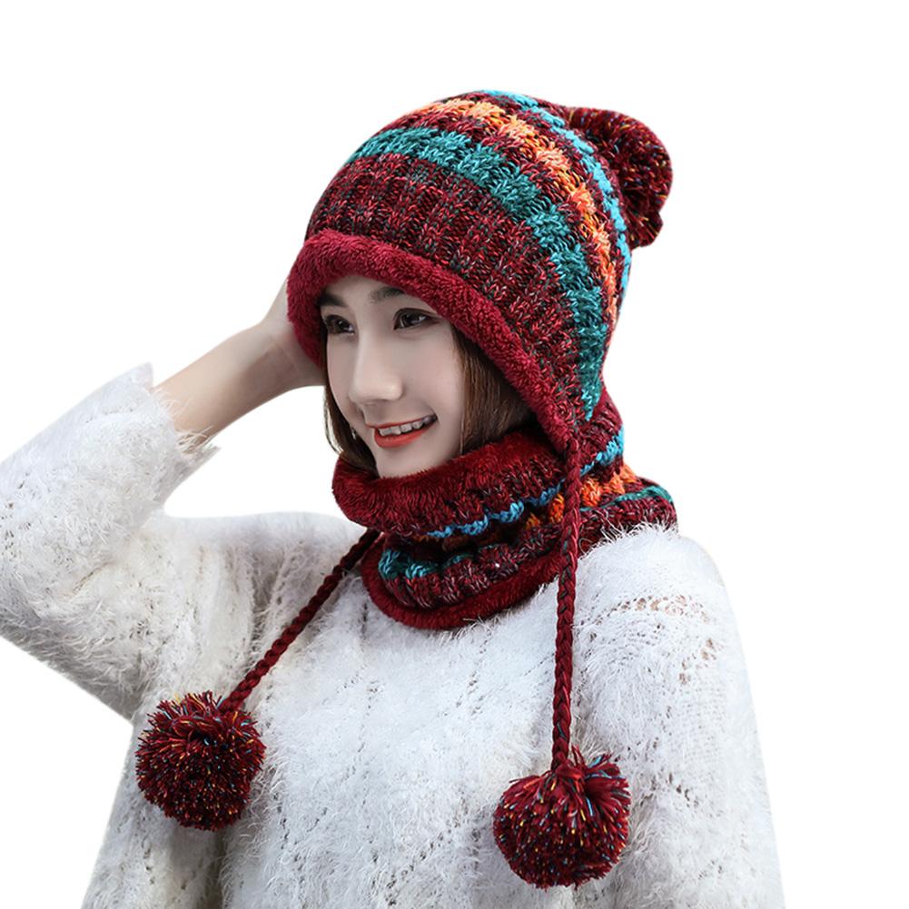 2 Stück/Set Winter Damen Strickmütze Schal Mode Wolle Verdickung Mützenkragen Set