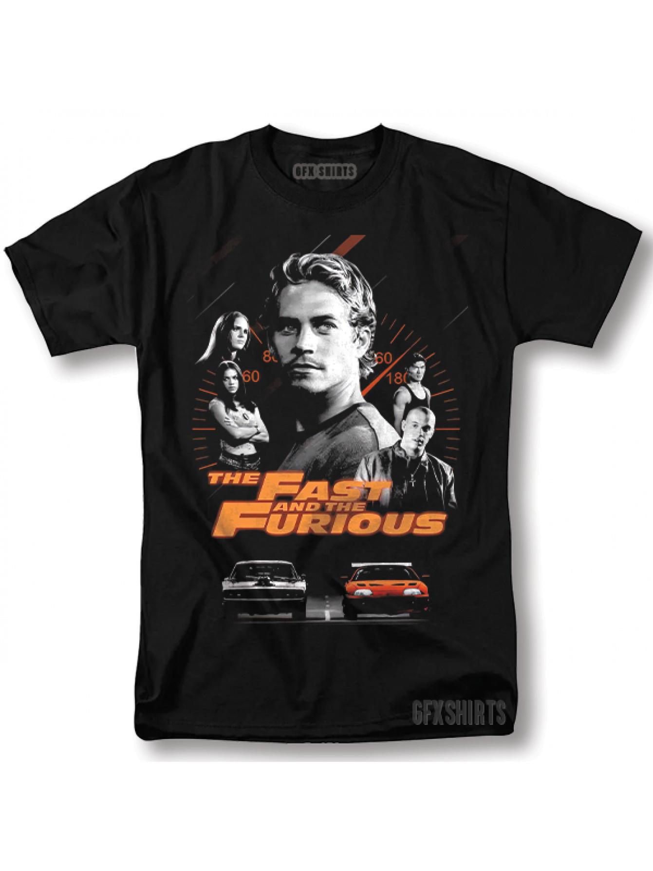 

Men s Fast and Furious Retro Graphic T-Shirt- Black vintage movie poster design with red text and character art XXXXL