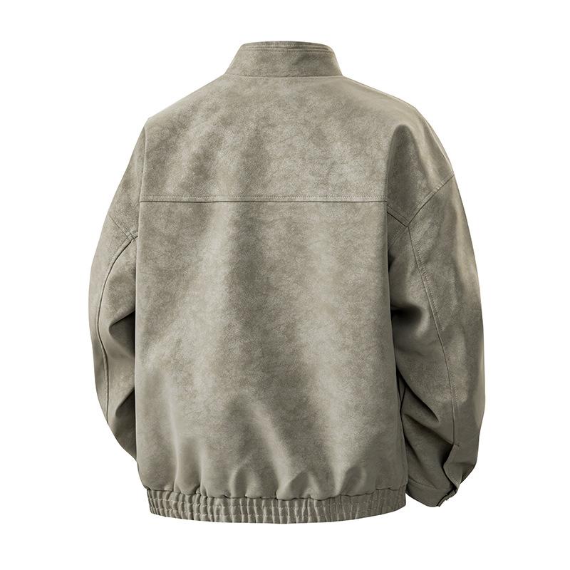 Leather Jackets for Men Trendy Casual Outerwear Loose Coat Outerwear for Spring and Autumn