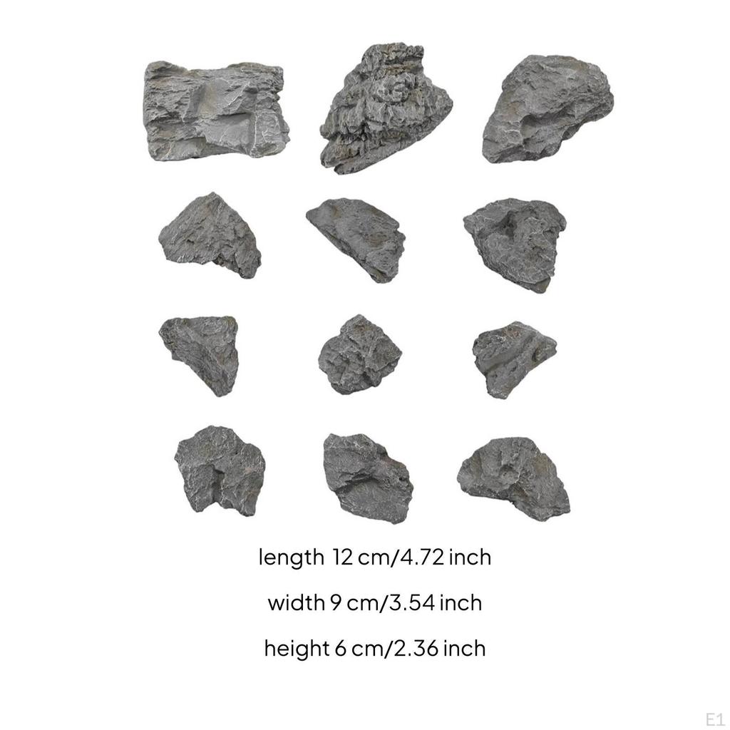 12 Pieces Foam Rocks Lightweight Fake Realistic Faux Stone for Landscapers, Decorators,