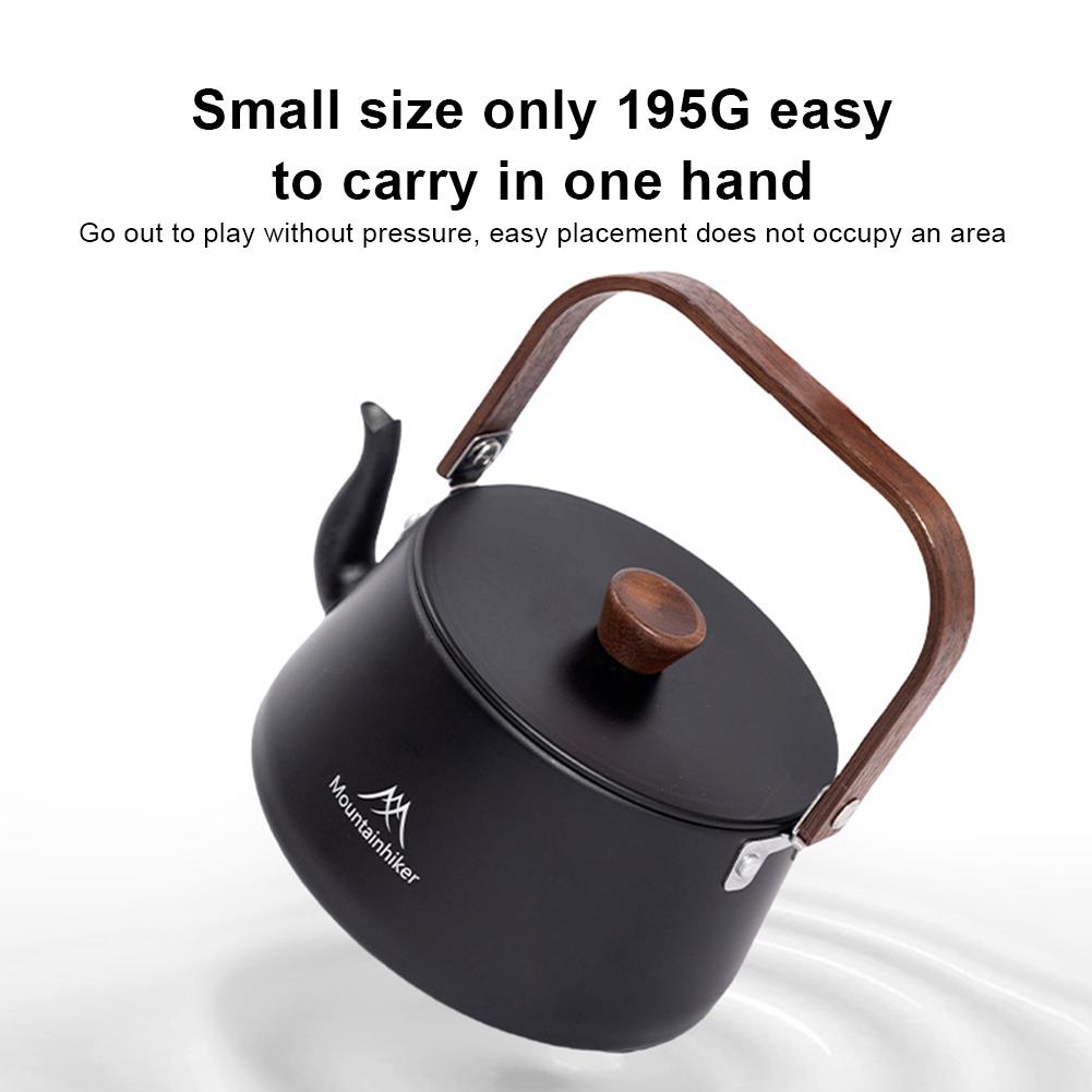 1.1L Camping Water Kettle Aluminum Alloy Ultralight Outdoor Kettle Portable Lightweight Pot Outdoor Travel Tableware