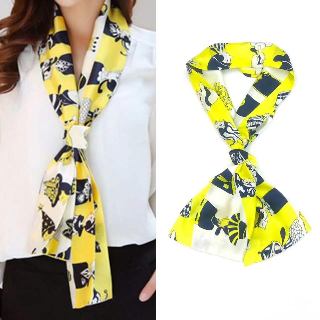 Narrow Silk Scarf, Women'S Streamer, Hair Accessories, Tied Bag, Small Scarf, Printed Headband, Silk Long Silk Scarf.