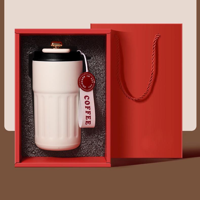 Temperature-Sensitive Coffee Thermos with Lanyard & Drink Switch