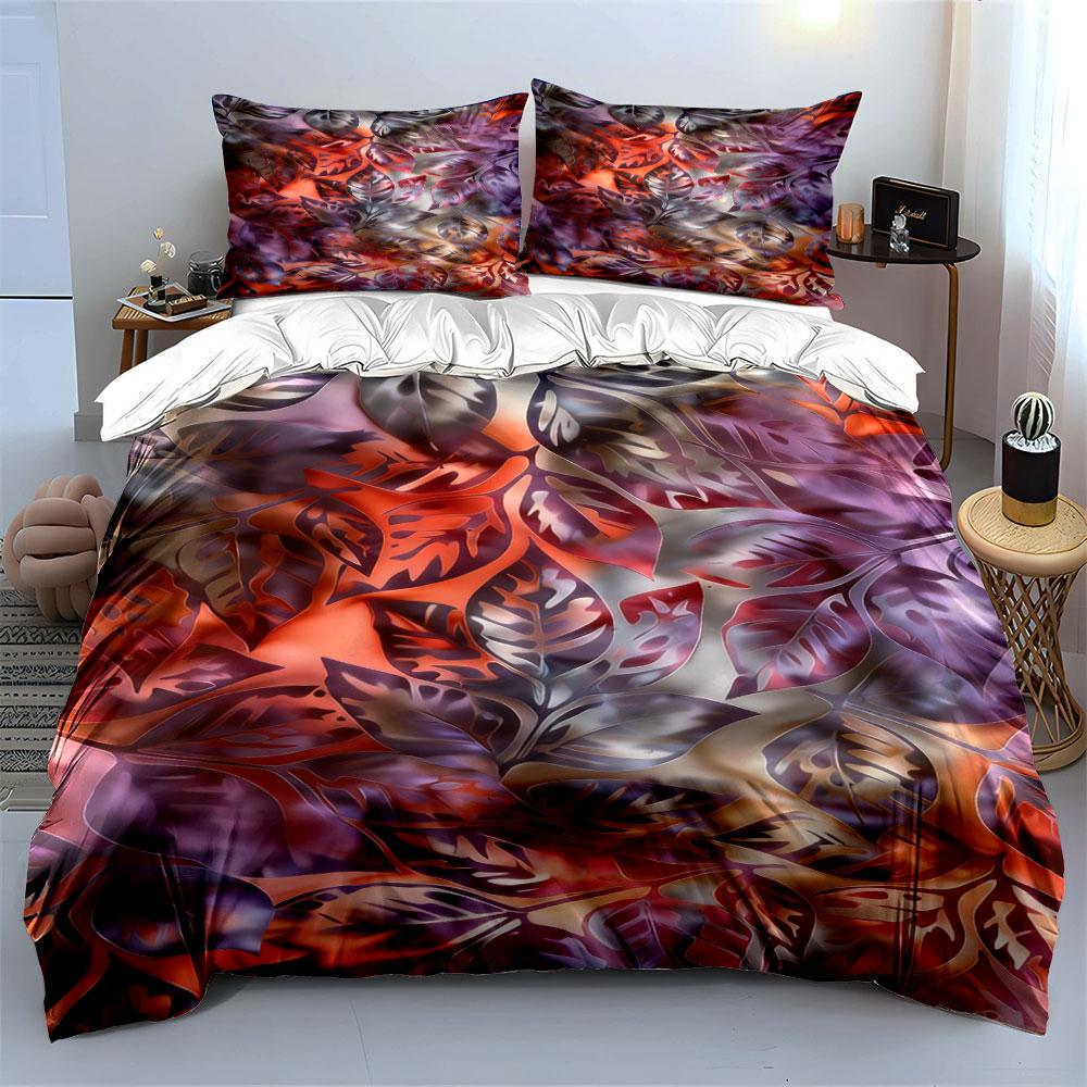 Colorful Tropical Leaf Motifs. Bedding Sets Duvet Cover Sets Duvet Covers Pillowcases(1 * Duvet Cover 2 * Pillowcases Without Duvet Insert)
