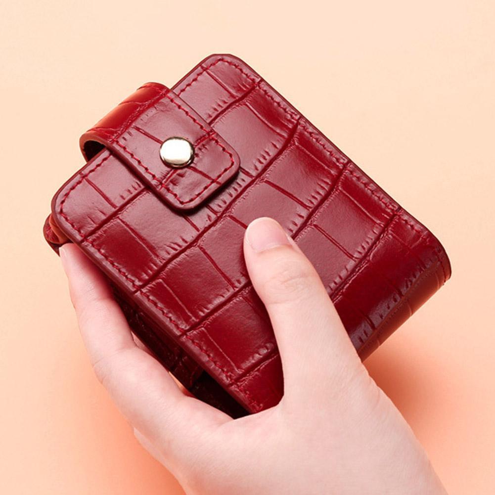 Simple PU Leather Crocodile Pattern Korean Style Lipstick Bag With Mirror Portable Mini Makeup Bag Storage For Women
