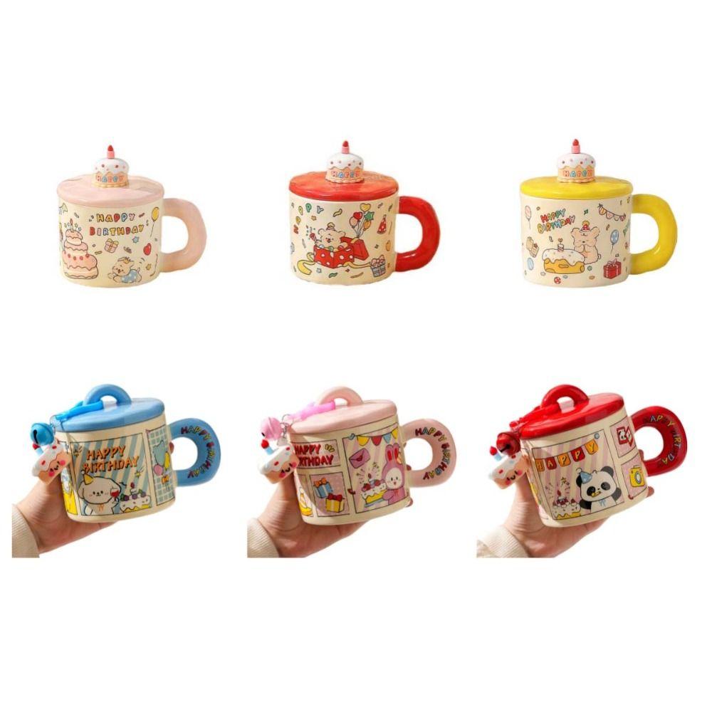 Cartoon Animal Cartoon Ceramic Mug Cup Dog/Rabbit/Panda Tea Cup Happy Birthday Mug Home