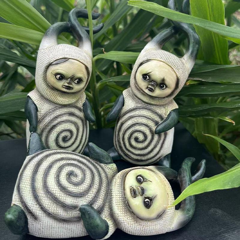 2023 Baby Goblin Halloween Dolls Decorative Figurines Art Quadruplet Ghost Doll Figurine Crafts for Garden Courtyard Small Decor Kawaii Gifts
