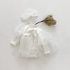 Spring Korean Baby Girl Long Sleeve Romper With Puff Sleeves Princess Dress Onesie For Infants