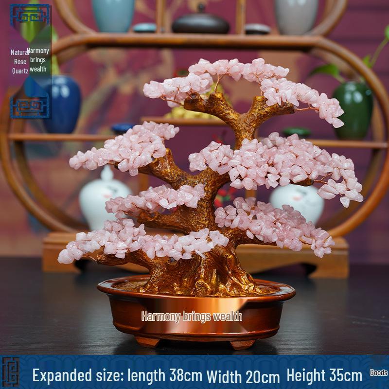 Pink Crystal Money Tree: Attracts Wealth and Enhances Relationships - Perfect for Living Rooms, Offices, Housewarmings, and Ceremonies