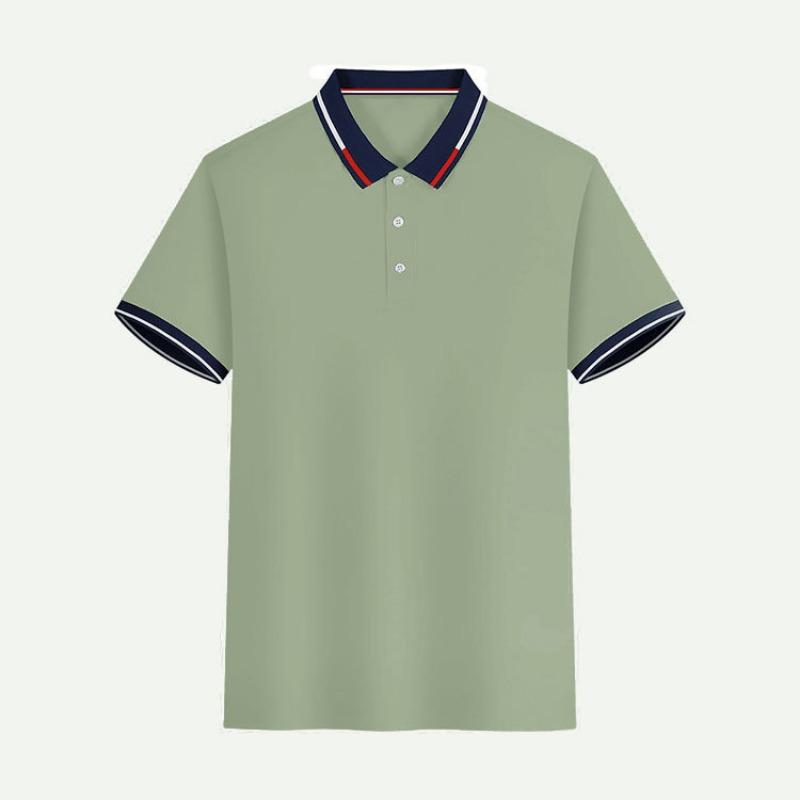 

Мужская рубашка поло, летняя одежда с воротником, рабочая одежда, воротник, культурная рубашка, мужские топы с коротким рукавом 3XL зелёный