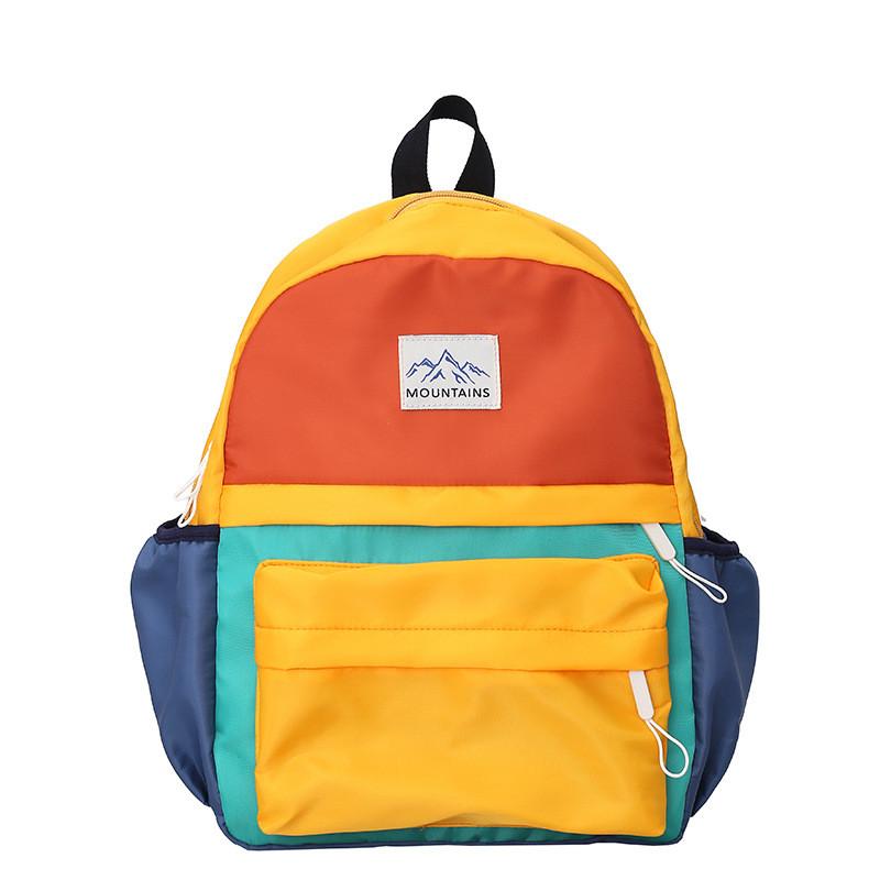 Large Capacity Kids Color Blocked Backpack With Letter Printing Design For Daily
