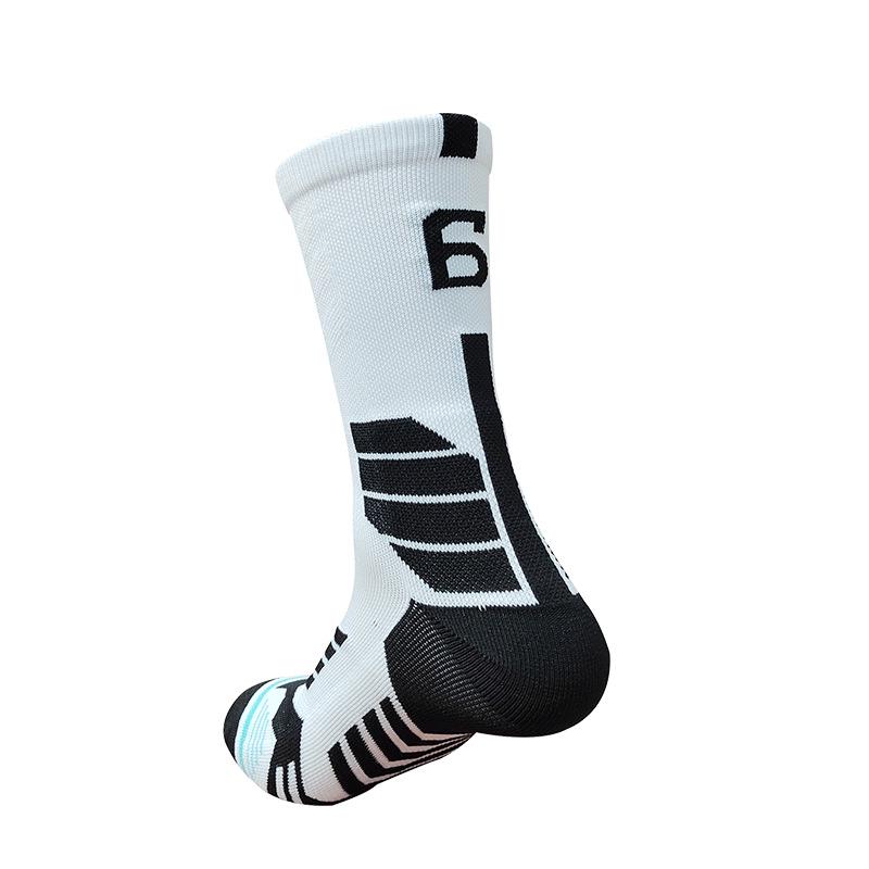 Qiao Kushi Mid-Calf Sports Socks, Thick Terry, Sweat-Absorbent, Adult Basketball Socks