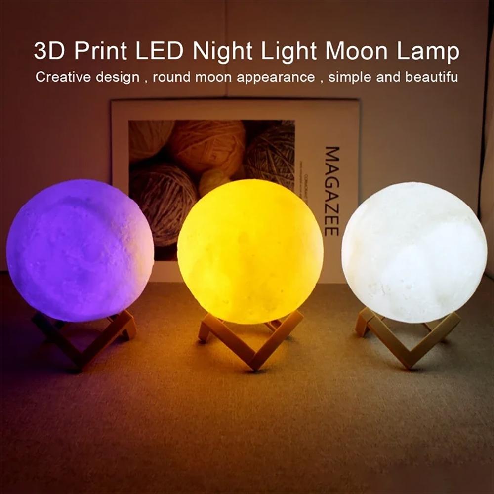 Mondlampe LED Nachtlicht Batteriebetrieben Mit Ständer Sternenlampe Für Schlafzimmerdeko Nachtlichter Kindergeschenk Mondlampe