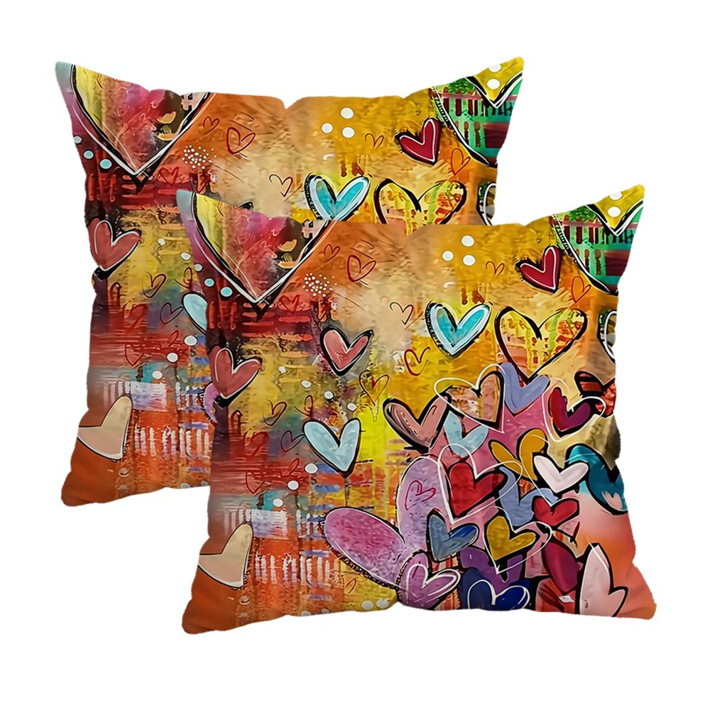 Colorful Hearts Adorn The Pillowcasezipper Design, Decorative Pillowcase, 45X45 Cm Pillowcase