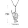Vnox Bone Rock Hand Gesture Pendant Necklaces, Gothic Punk Music Jewelry, Men's Silver Color Stainless Steel Box Chain Necklace