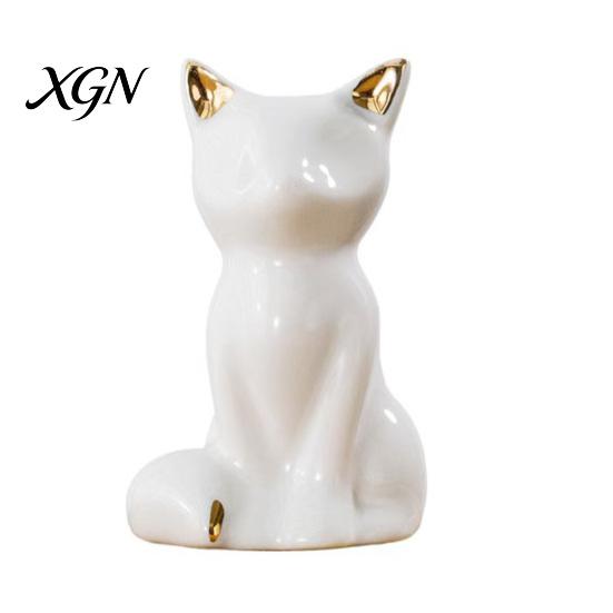 White Ceramic Figurine Nordic Minimalist Ornaments, Abstract Bear/Cat/Elephant/Cactus Sculpture Tabletop Decor for Elegant Table Centerpieces
