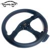 Racing Drift Sport Steering Wheel Real Leather 14inch With Red Stitching 350mm Diameter For Car Universal Modified