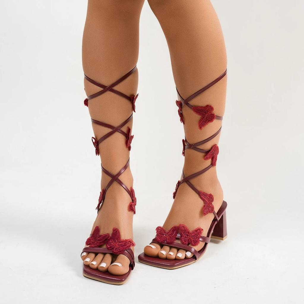 Fashion Women Sexy Ankle Sandals Transparent Platform Summer Butterfly Lace-up High Heels Sandals Elegant Comfortable Designer Shoes
