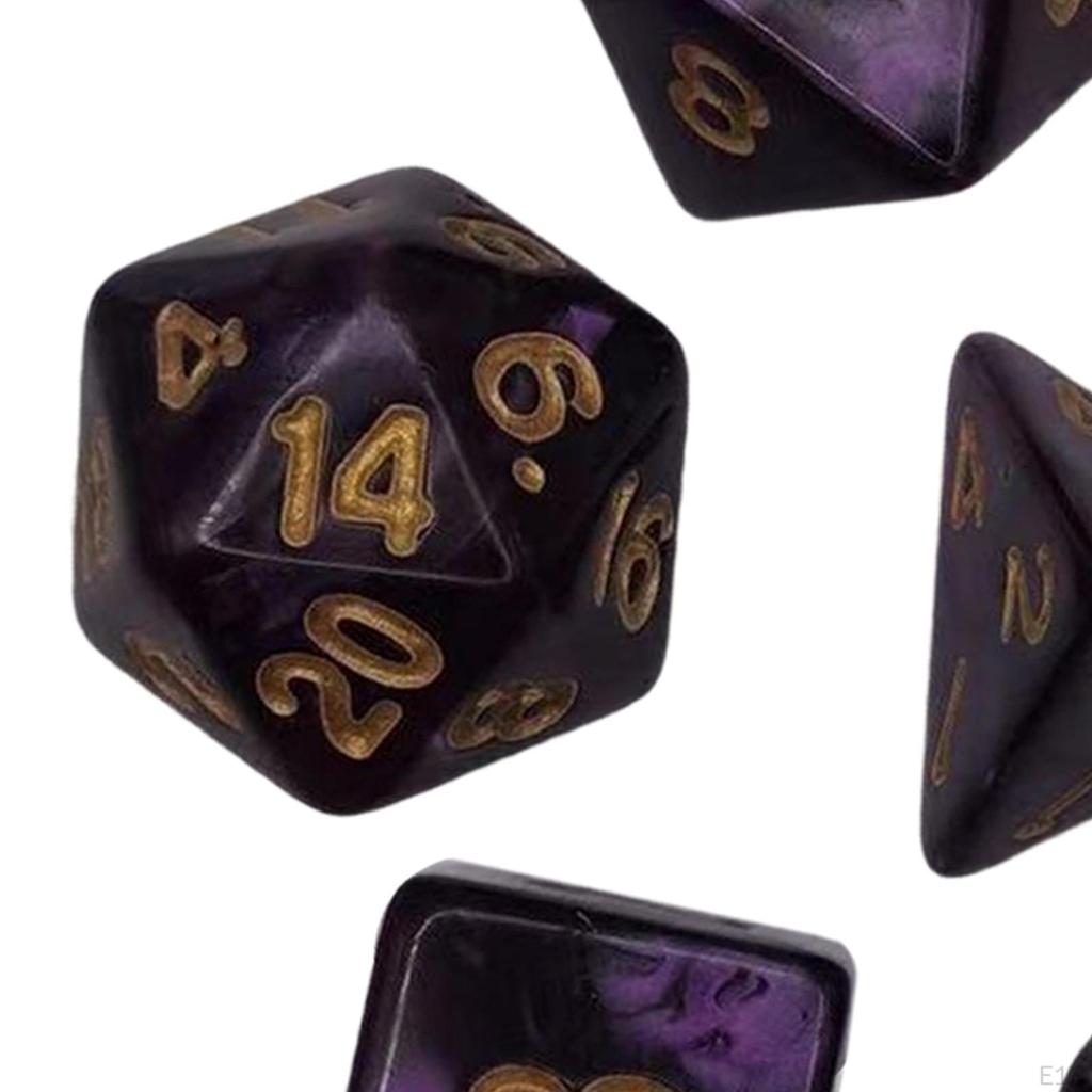 7 stycken färgglada polyedriska tärningar samling brädspelsrekvisita leksaker presenter Hållbar slät yta för