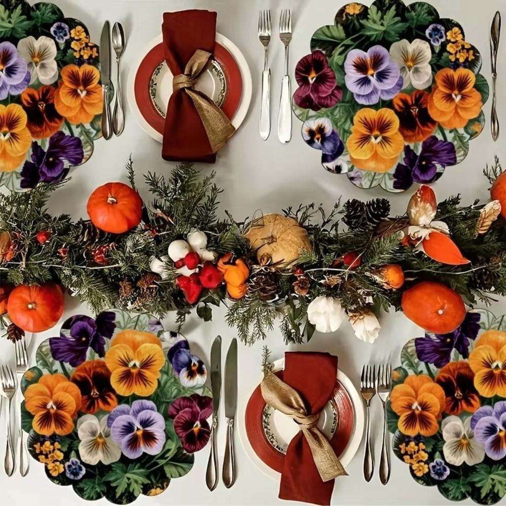 Round Shape Petal Round Mat Anti Scalding Heat Resistant Placemats Flower Table Mat  Kitchen Dining