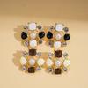 European and American Imitation Pearl with Diamond, Drip Oil, Hollow Flower Silver Needle, Personalized Retro Earrings
