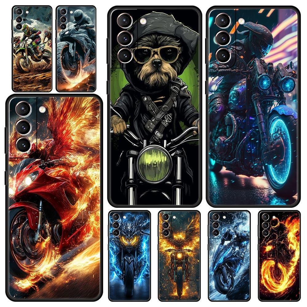 Motorcycle Phone Case for Samsung Galaxy S26 S25 S24 S23 S22 S20 S21 FE Ultra S25 Edge Plus 5G Soft TPU Cover Fundas Capas Bags