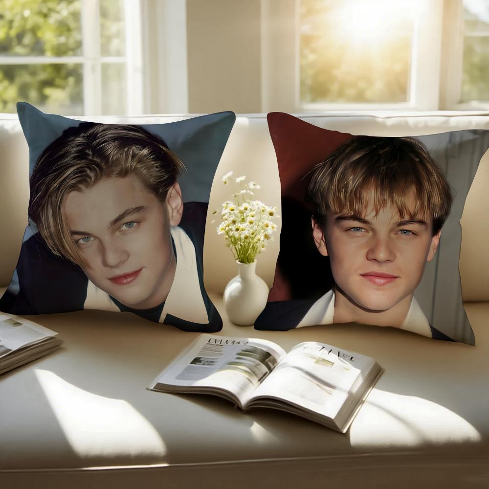 Handsome Actor lLeonardo DiCaprio Cushion Cover Pillowcase Antidustmite Invisible Zipper Short Plush Sofa Cushion