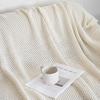 Hollow Grid Knit Blanket – Spring & Summer Wool Cover for Sofa, Office, or Bed.