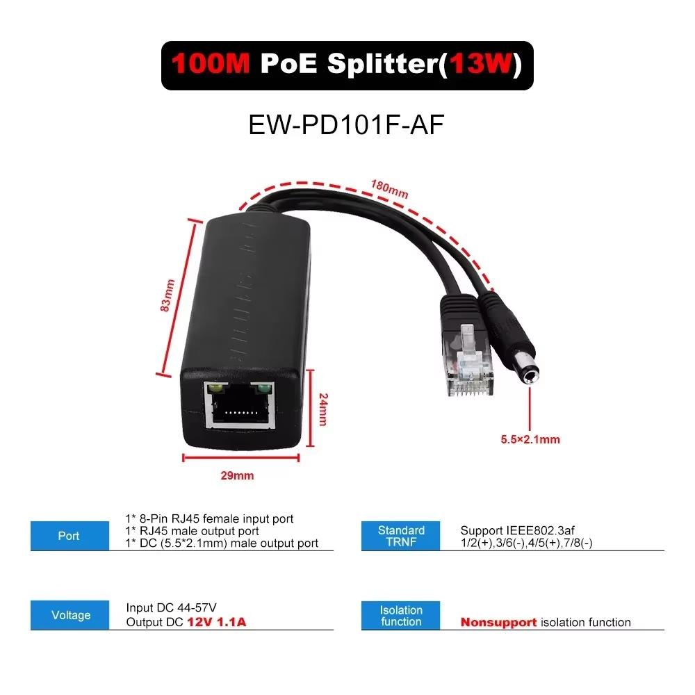 EWIND POE Switch 6 Ports 10/100Mbps AI Smart Ethernet Switch with 2 Uplink RJ45 Ports AI Smart Switch for IP Camera/Wireless AP