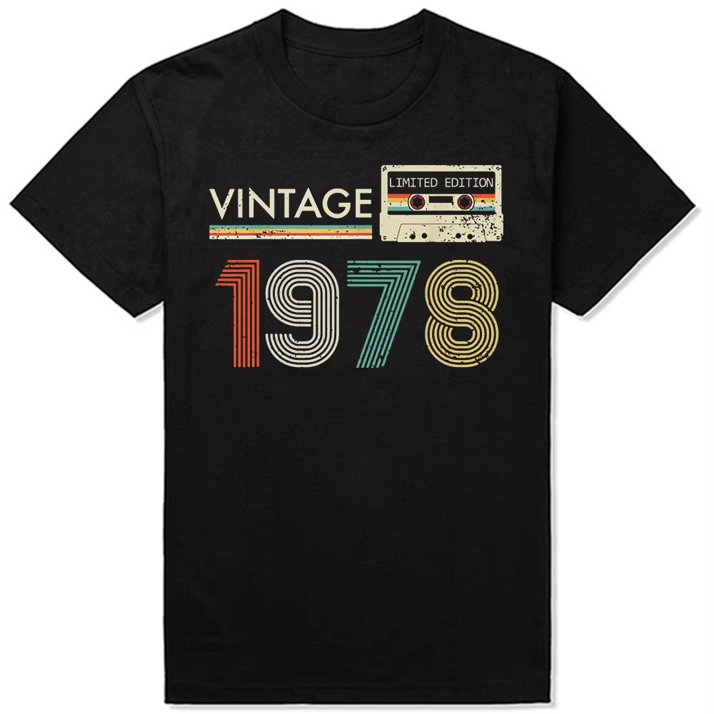 Unisexs Classic 1978 Birthday Cassette Tape Graphic Tshirt Commemorative Edition Short Sleeve Summer Streetwear Tee