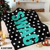 Teal Polka Dot SWAG Winter Summer Flannel Blanket Throw Fleece Soft Fuzzy Plush Cozy Fleece Blankets for Sofa Ideal Gifts