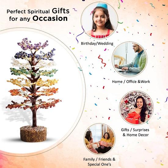 Seven Chakra Tree  for Home Decoration Crystal Tree for Positivity Goodluck GemstoneStone Tree for Living Room,Decor Gift