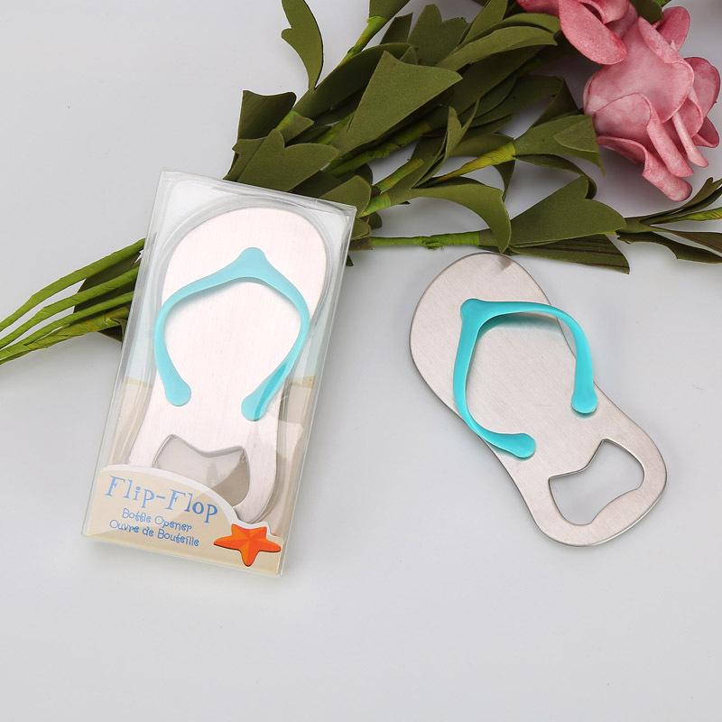 

1~4pcs Customized Wedding Souvenir Gift for Guest Personalized Beach Wedding Favor Blue Flip Flop Bottle Opener with Box