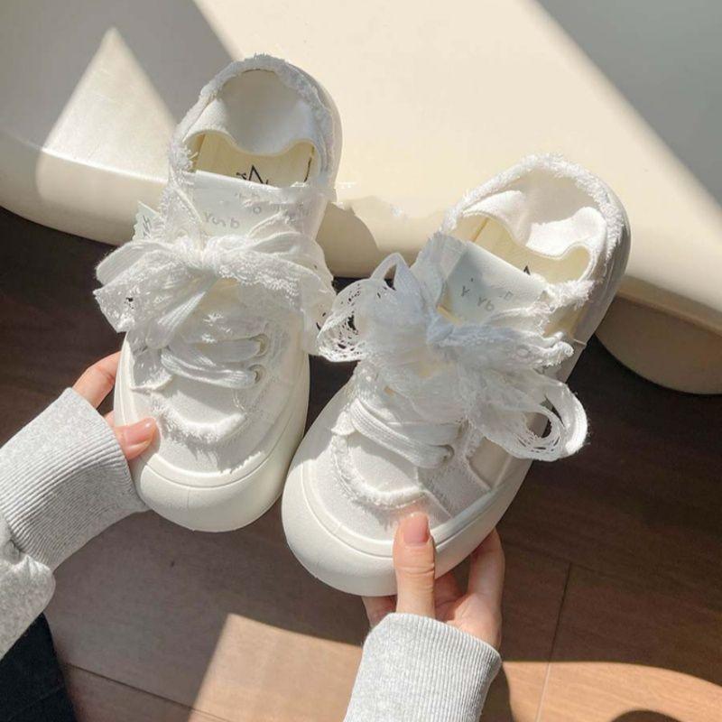 Retro Canvas Shoes Women's Summer New Summer Thin Breathable Bread Shoes Platform White Shoes Tide
