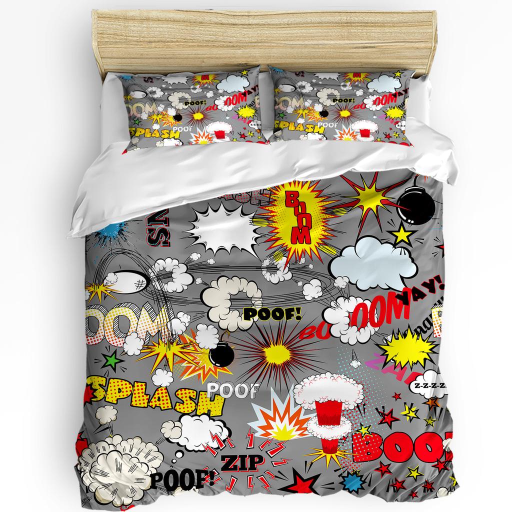 Funny Explosion Pattern Duvet Cover With Pillow Case Custom 3pcs Bedding Set Quilt Cover Double Bed Home Textile