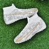 Spike football shoes children's leather feet sneakers men's boots high top large size 4 sneakers