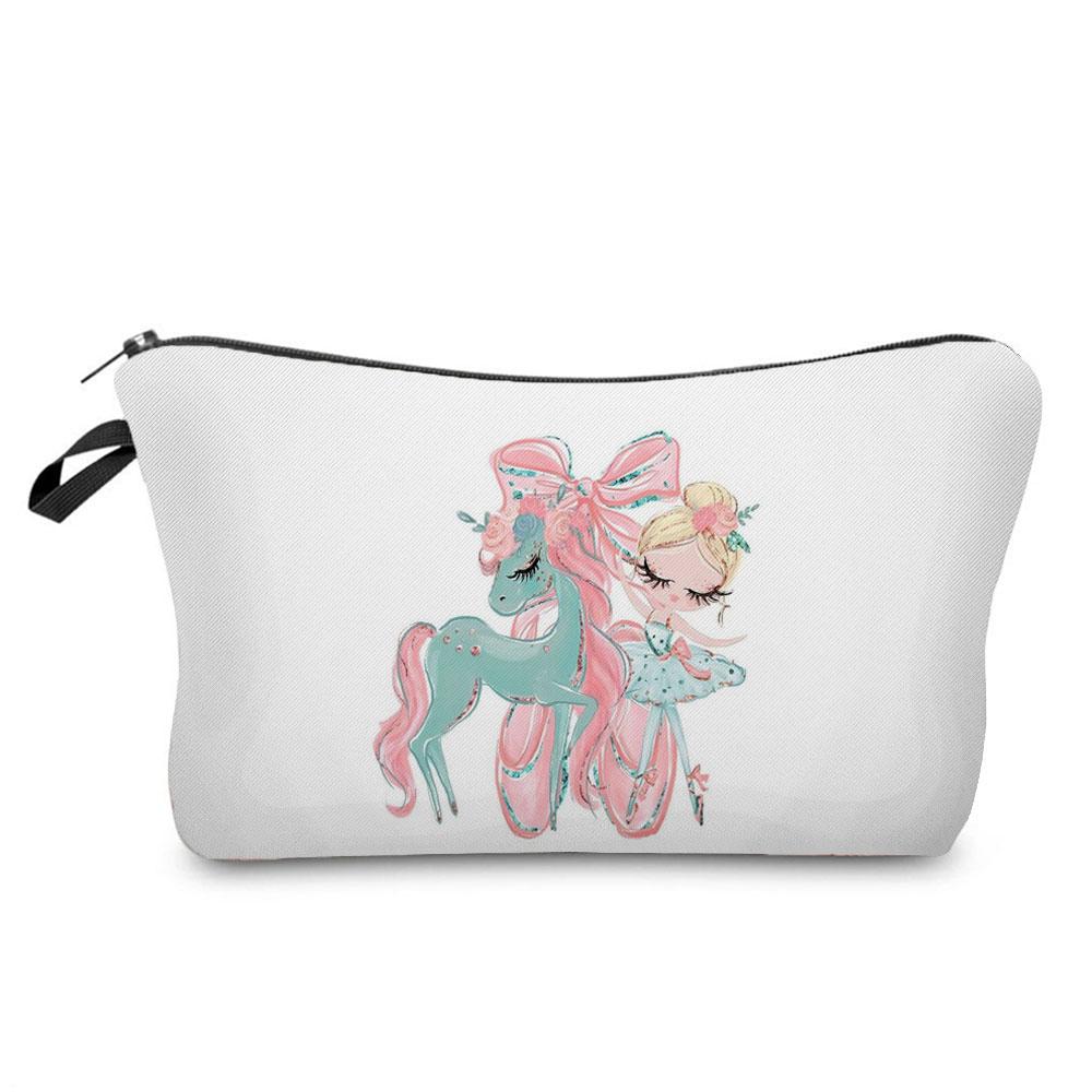 Ballet Art Girl Fashion Printed Cosmetic Bags Toiletries Organizer  School Daily Pencil CasesOutdoor Practical Makeup Bag Female